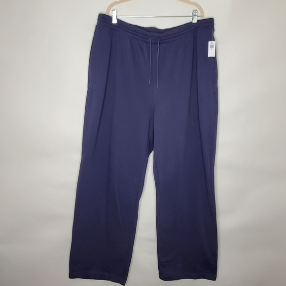 Old Navy So Comfy Wide Leg Pants Size XXL TALL Blue Pull-on Stretch Hi-Rise NEW - Picture 1 of 14